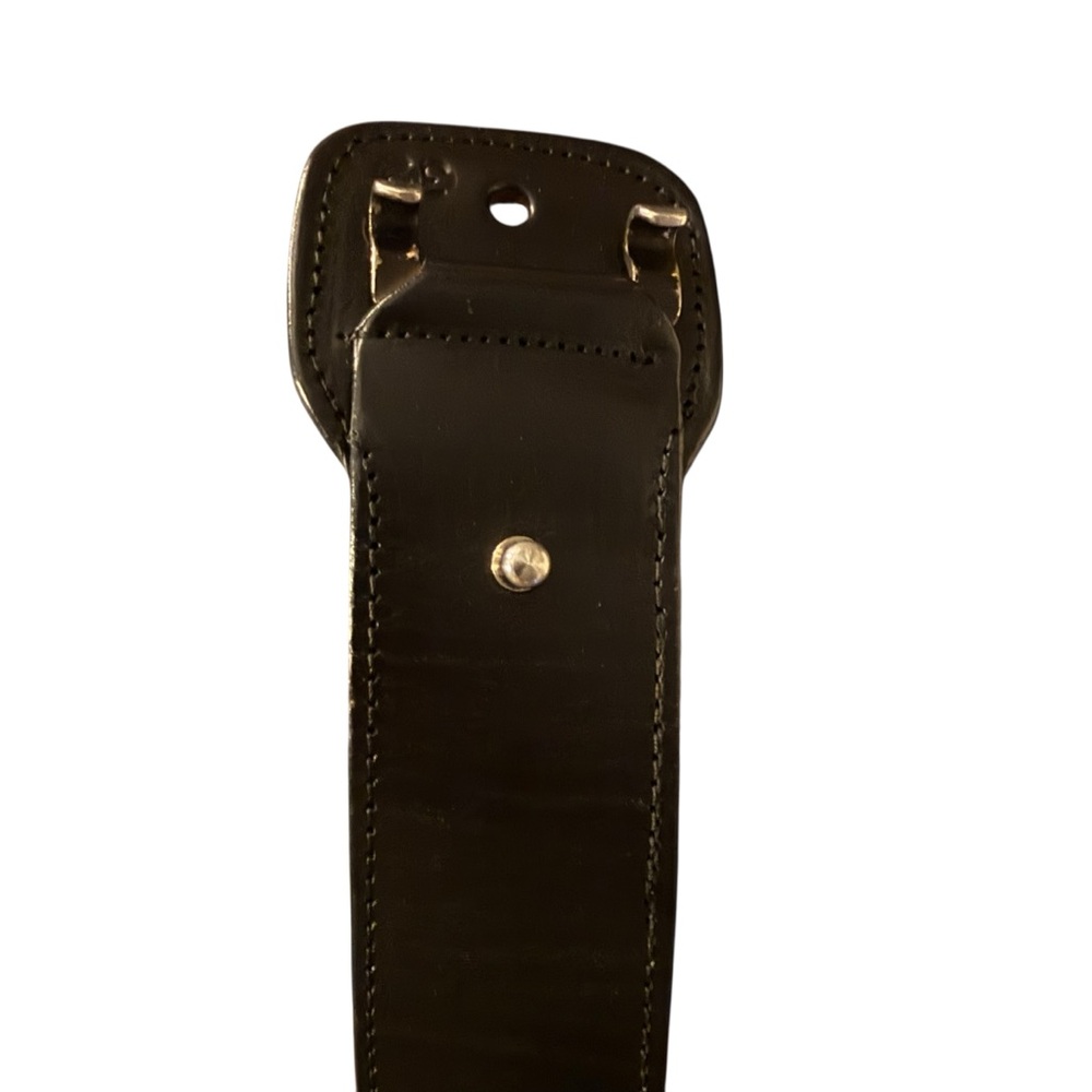 Handcrafted Wide Black Full Grain Leather Belt with Silver Buckle Size 32 - Picture 7 of 10